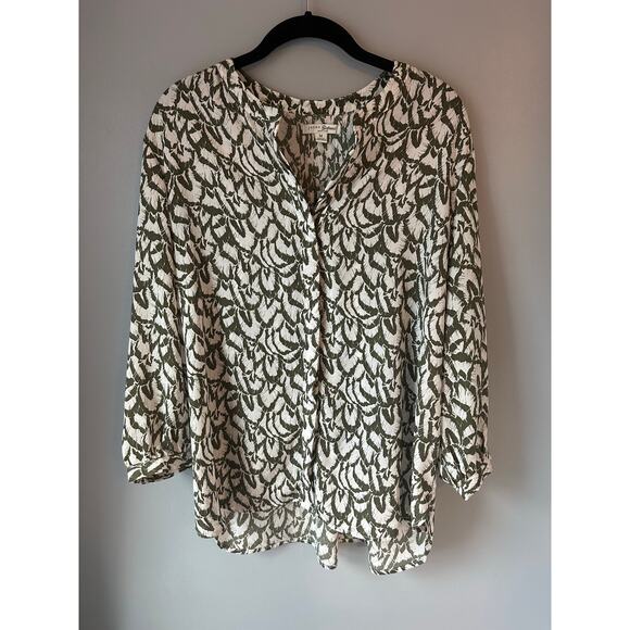 Jachs Girlfriend Women's Printed 3/4 Sleeve with Hidden Button Blouse Medium - Picture 2 of 11